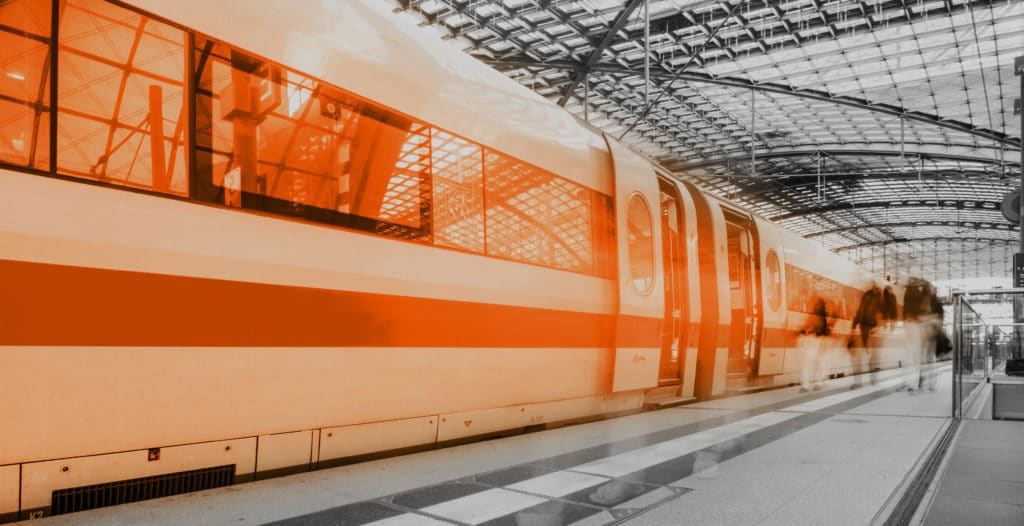 high spees train at rail station
